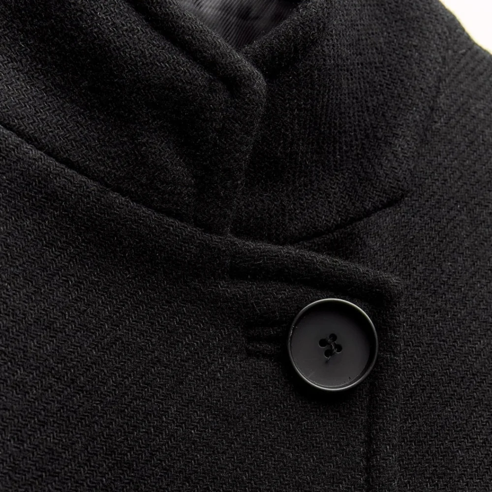 Zara Black Wool Blend High Collar Coat - Picture 10 of 11